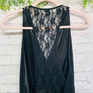 Tobi | Black Deep V-Neck Sleeveless Dress Elastic Waist Size Med